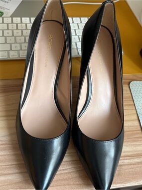BCBGeneration Black Pointed-Toe Leather Pumps